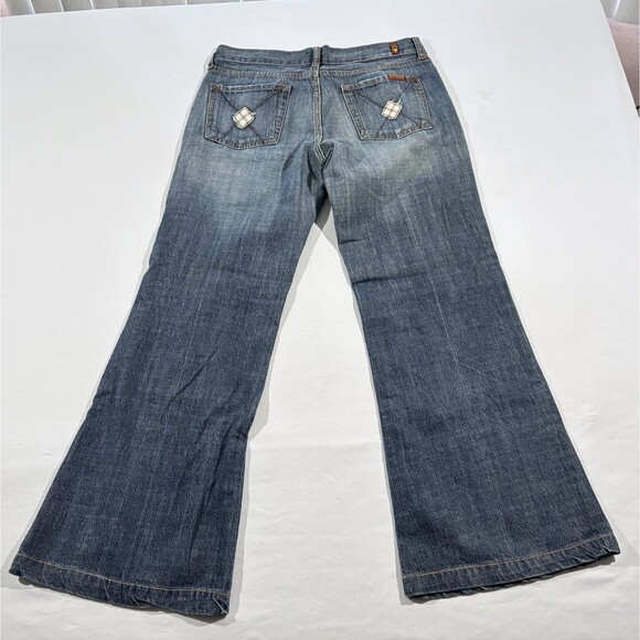 7 For All Mankind Dojo Jeans Women's Flared Faded Stretch Denim Sz 29 x 28 Y2K - Picture 11 of 12